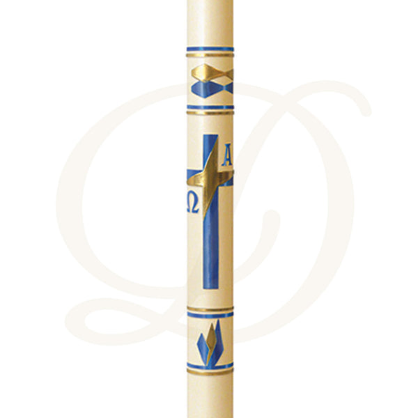 Virgin Mary Blue Paschal Candle - Beeswax