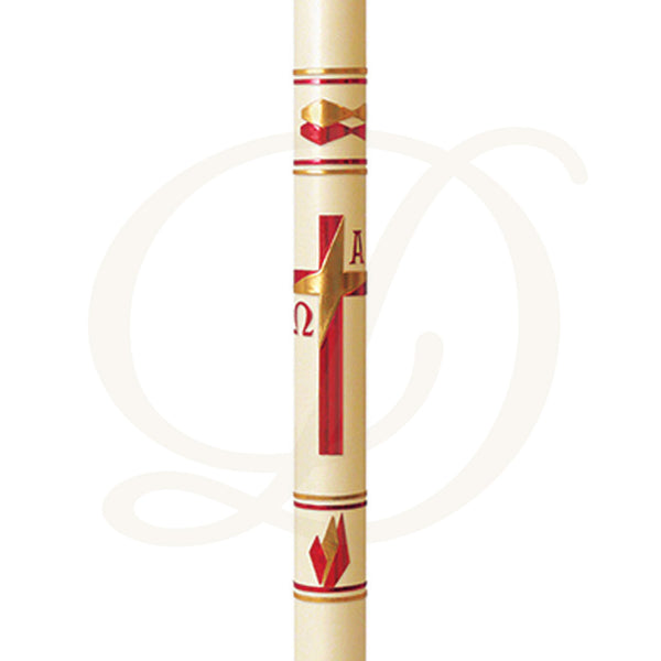 Virgin Mary Red Paschal Candle - Beeswax