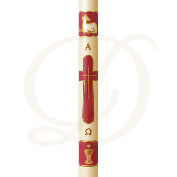 Red Eucharist Paschal Candle - Beeswax