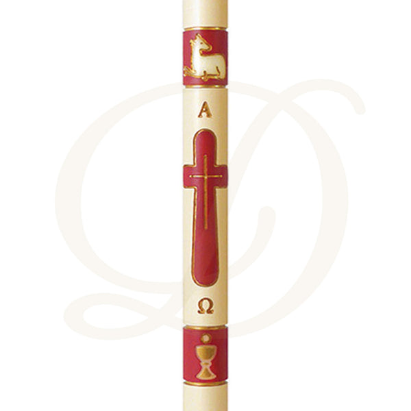 Red Eucharist Paschal Candle - Beeswax