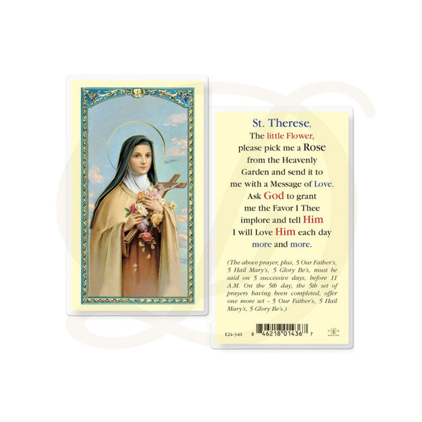 St. Therese Pick Me a Rose - Laminated Prayer Card