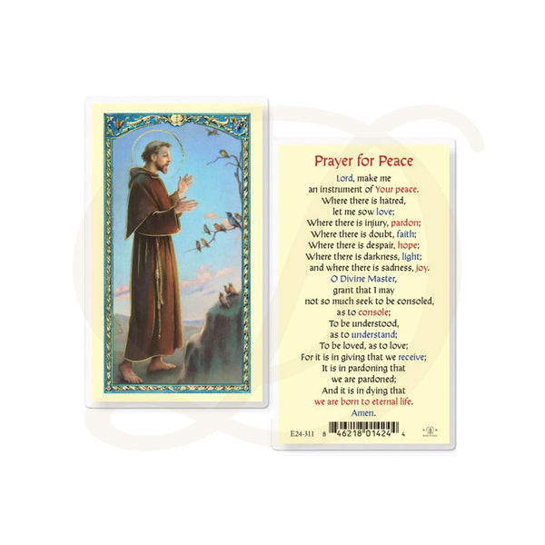 St. Francis Prayer for Peace - Laminated Prayer Card