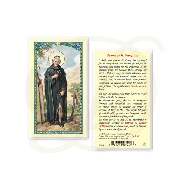 St. Peregrine - Laminated Prayer Card