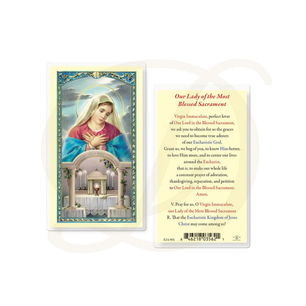 Our Lady of the Blessed Sacrament - Laminated Prayer Card