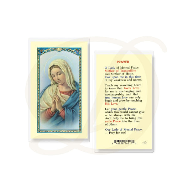 Our Lady of Mental Peace - Laminated Prayer Card