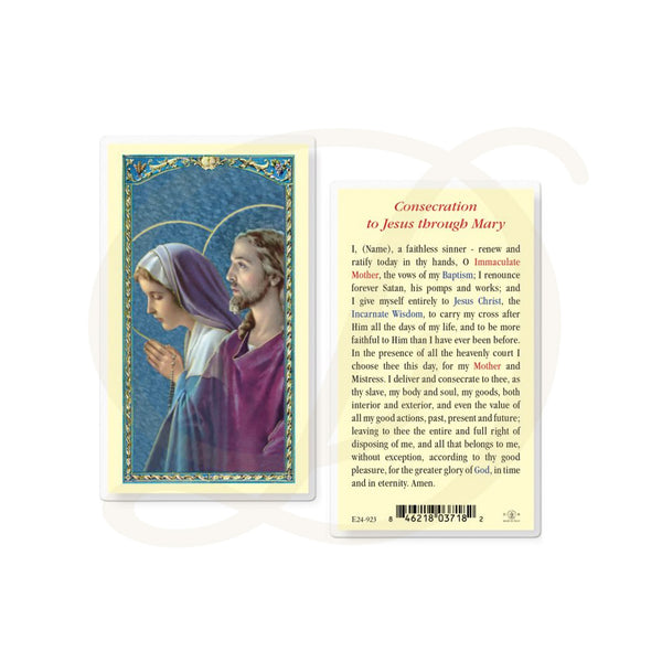 Consecration to Jesus Through Mary - Laminated Prayer Card