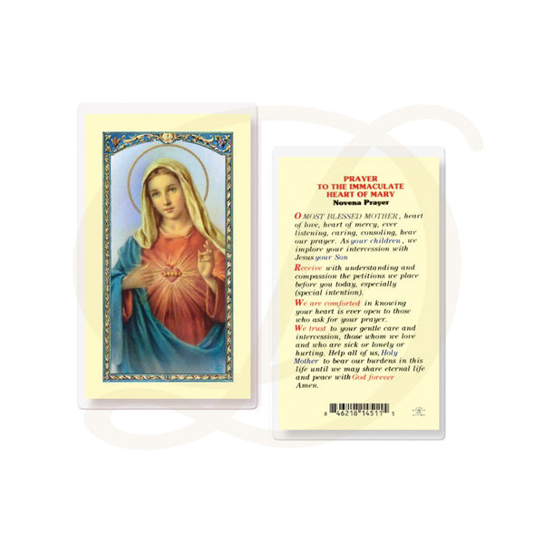 Immaculate Heart of Mary - Laminated Prayer Card