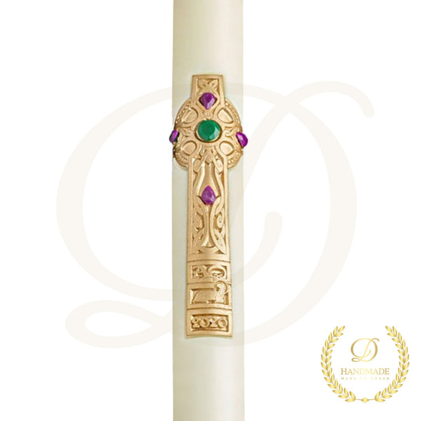 Cross of Erin Paschal Candle - Beeswax