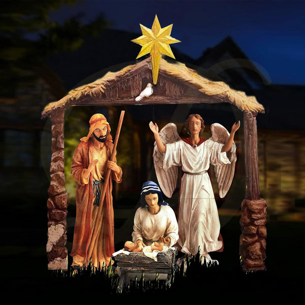 45"H Nativity Set with 81"H Stable