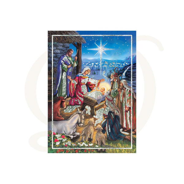 Nativity with Shepherds - Christmas Card Per 25