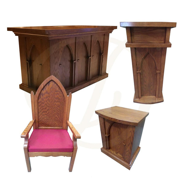 Matching Altar, Table, Chair, Lectern 4 Pc Set