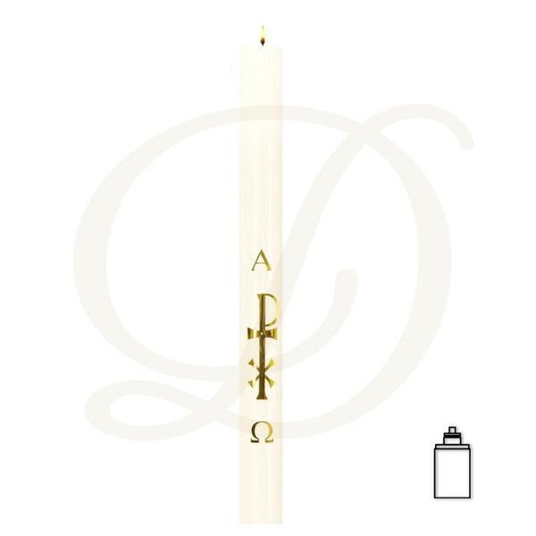 Chi-Rho Cross Paschal Candle - Nylon Shell Paraffin Oil