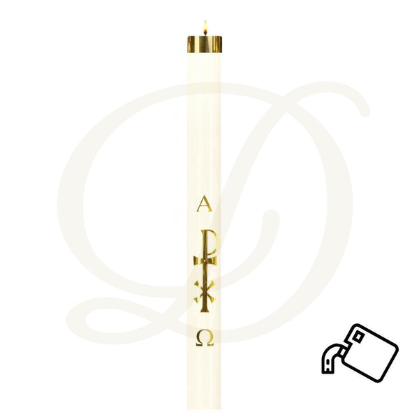 Chi-Rho Cross Paschal Candle - Nylon Shell Paraffin Oil