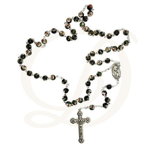 DiCarlo Item 5053 Black Floral Rosary