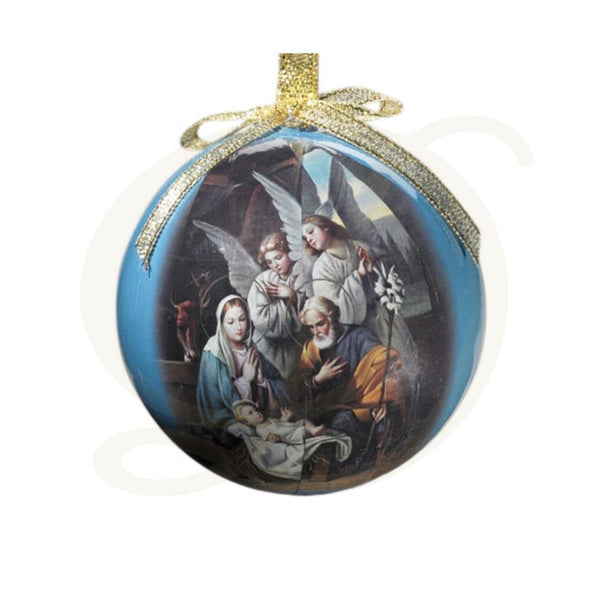 6 Pack - Holy Family With Angels Decoupage - Ornament