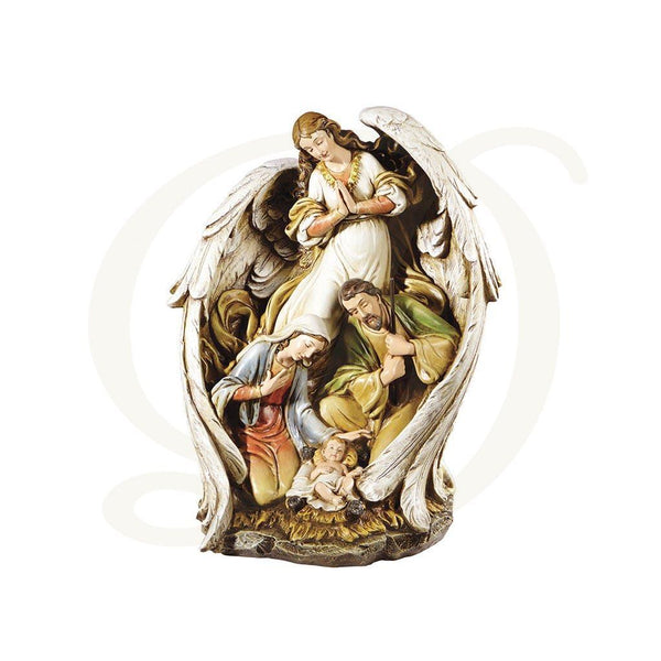 15"H Angel with Nativity Figurine