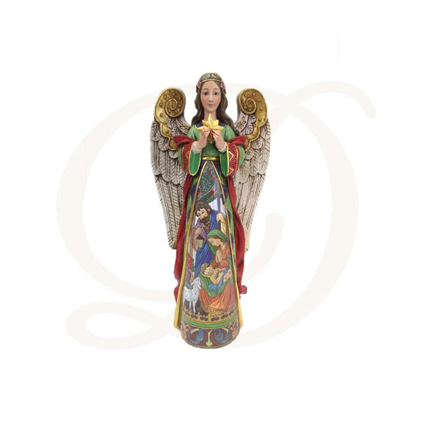 15-3/4"H Angel Holding Star With Nativity Figurine