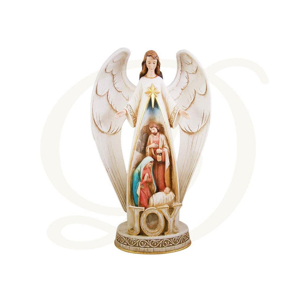 17-1/4"H Angel with Nativity Figurine