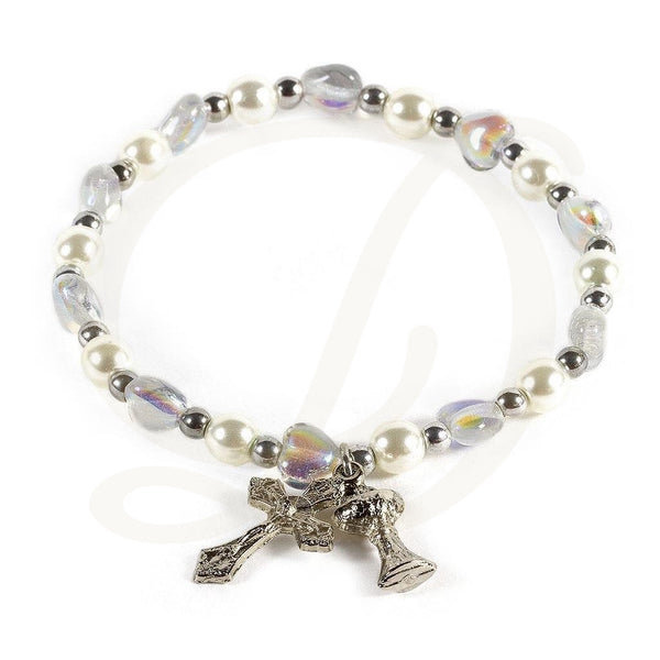 DiCarlo Item 4894 Pearl & Crystal Hearts Bracelet