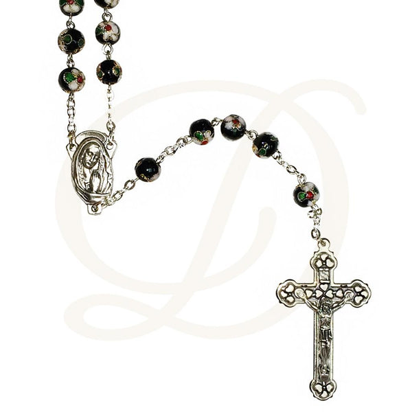 DiCarlo Item 5053 Black Floral Rosary