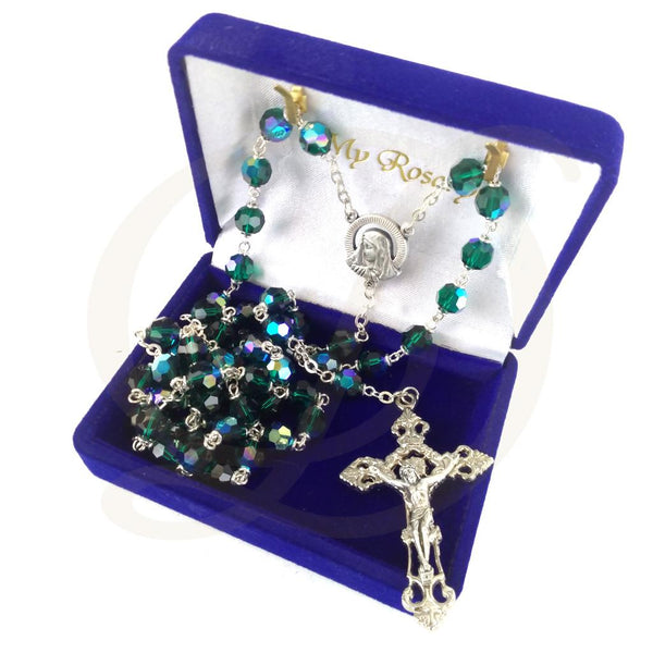 Rosary - Bohemian Tin Cut Crystal Emerald